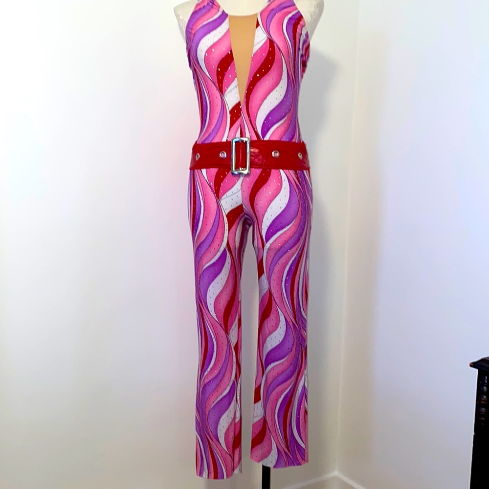 SUPER POWERS! quality costume sz L FUEGO🔥GOGO ELVIS TAP JAZ NIGHT CLUB DISCO